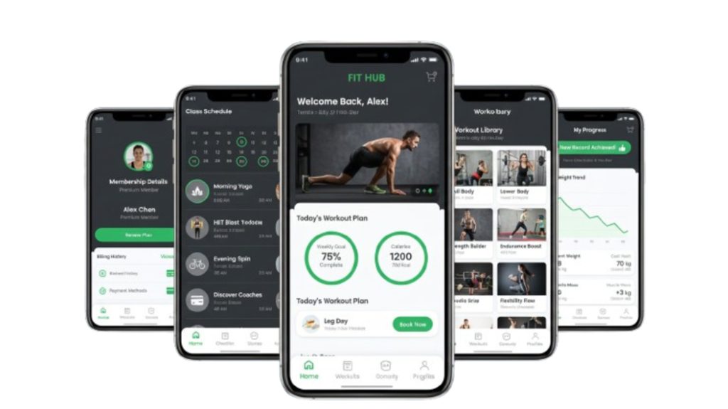 Mobile application interface displayed on multiple smartphones