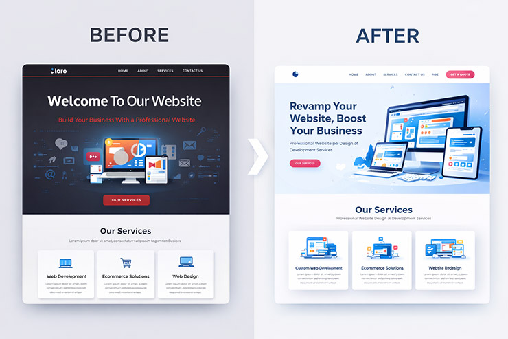 Website redesign before and after transformation