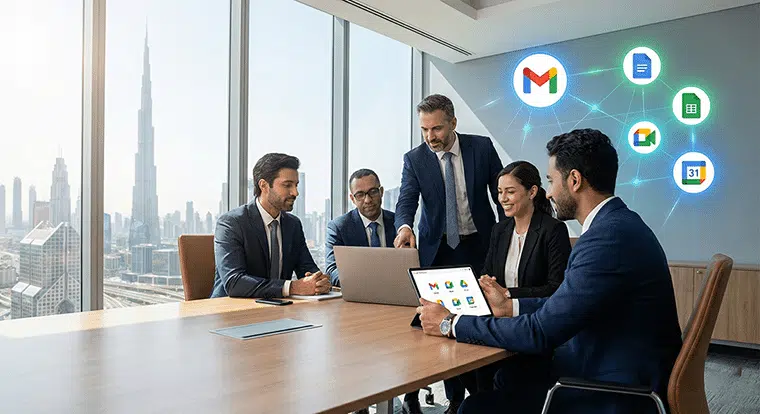 Google Workspace Partner Dubai helping businesses collaborate using Gmail, Drive, Meet and cloud productivity tools.