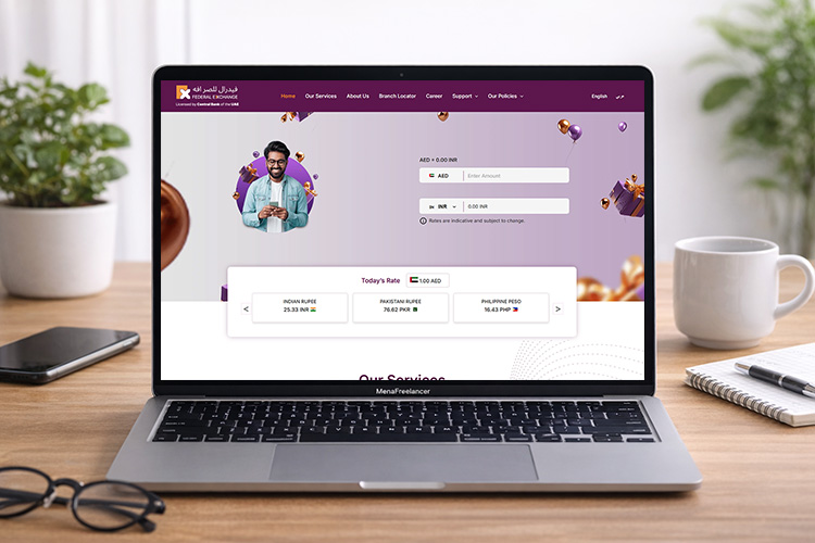 Federal Exchange web application dashboard displayed on laptop with user interface and transaction features